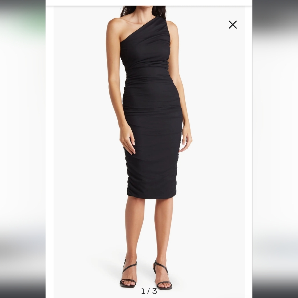 LOVE BY DESIGN One-Shoulder Body-Con Midi Dress - Black Size M NWT